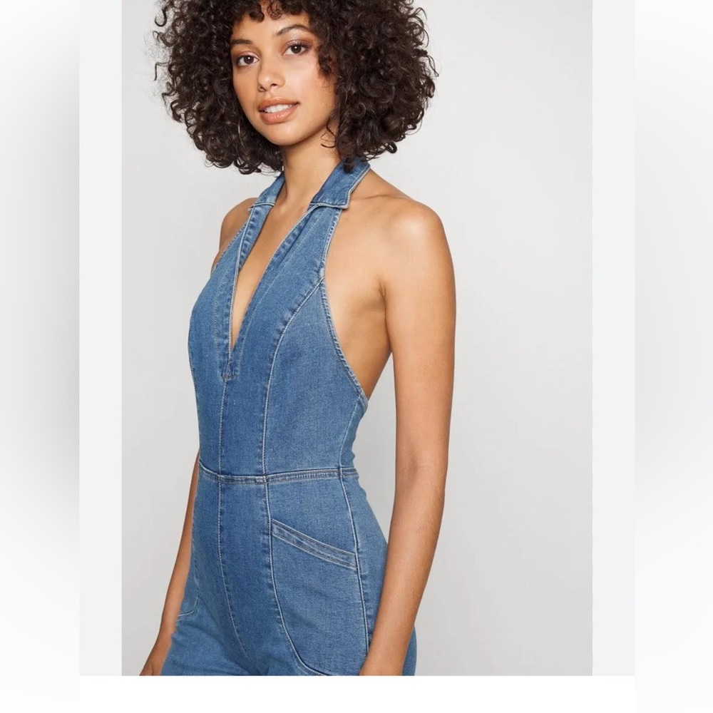 Free People Blue Denim Halter Jumpsuit - Picture 5 of 10